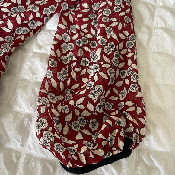 ba&sh Billy ruched Red and White Sheath Dress with Peter Pan Collar - Picture 11 of 13